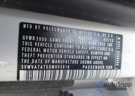 2013 Volkswagen Beetle 2.0T Turbo from USA, damaged, VIN 3VWVA7AT5DM603918